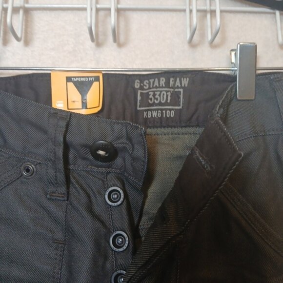 G-STAR Original Raw Denim Size 26x32 Fire Elwood Tapered Black New - Picture 2 of 10